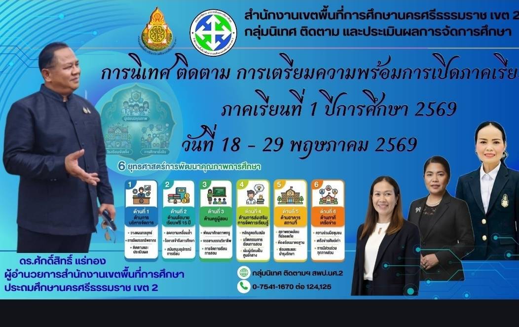 สพป.นครศรีธรรมราช เขต 2 เตรียมความพร้อมเปิดภาคเรียนที่ 1/2569 เดินหน้าขับเคลื่อน 6 ยุทธศาสตร์พัฒนาคุณภาพการศึกษา